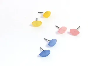 Marquis Moonglow Pastel Tone Stud Earring Set - Lucite Post Earrings - Pink Light Blue Yellow