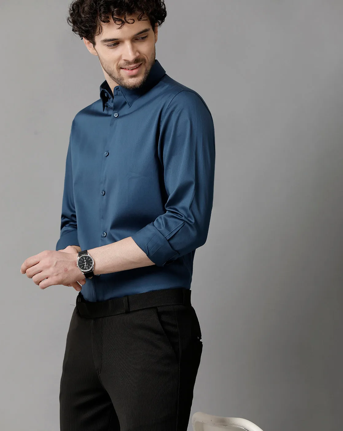 Men's Cotton Check  Blue Shirt