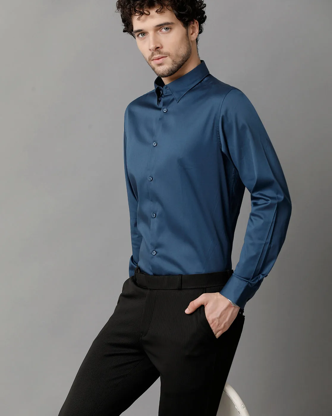 Men's Cotton Check  Blue Shirt