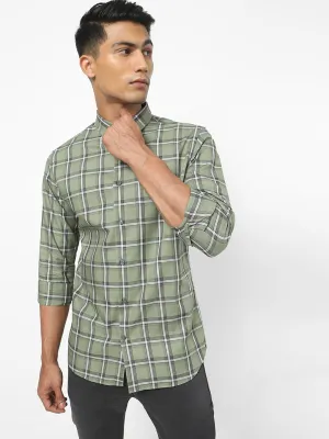 Men's Green Checkered Cotton Shirt