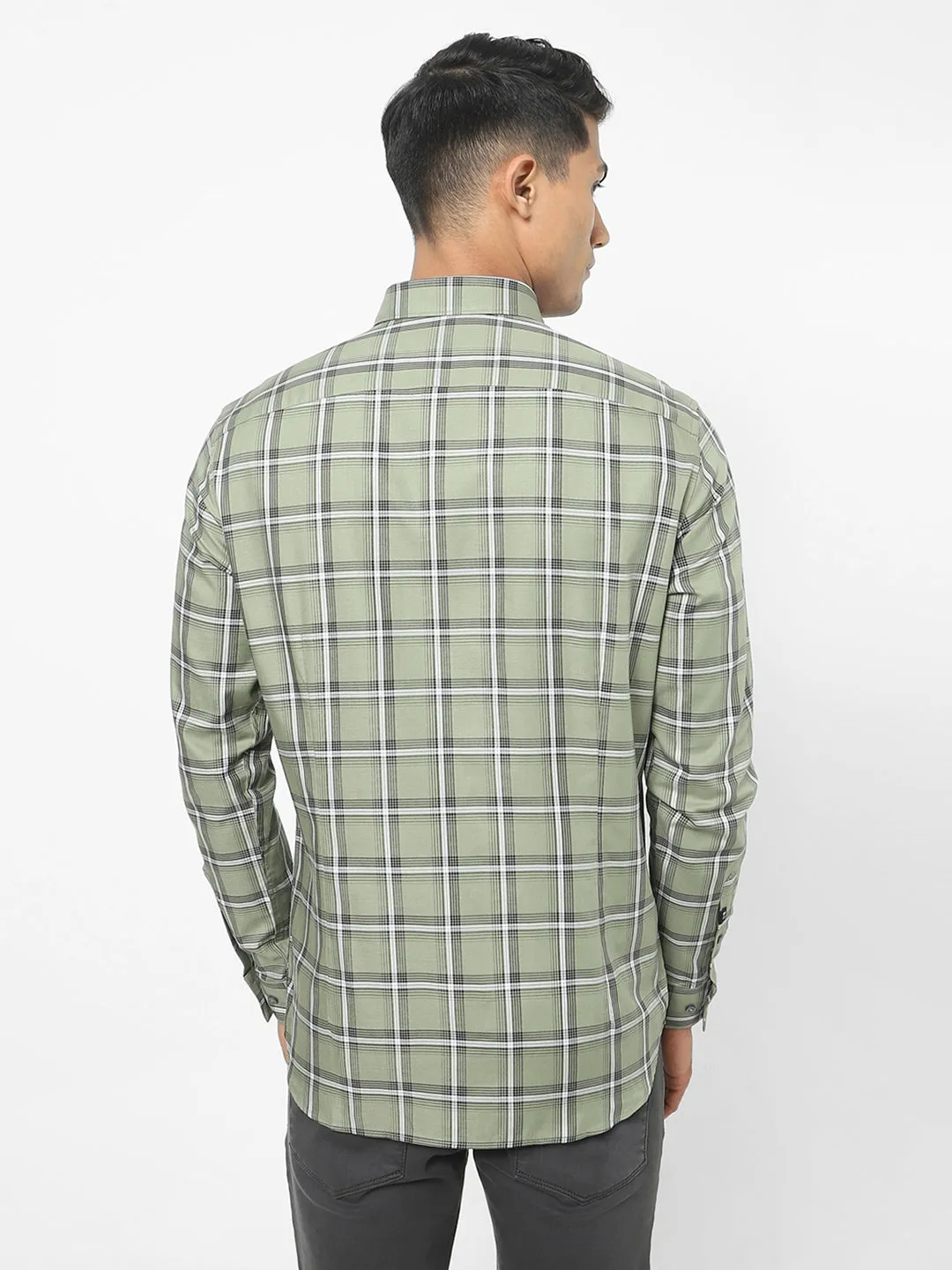 Men's Green Checkered Cotton Shirt