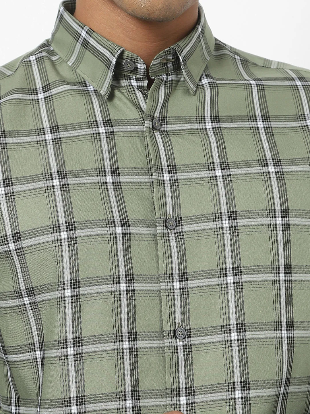 Men's Green Checkered Cotton Shirt