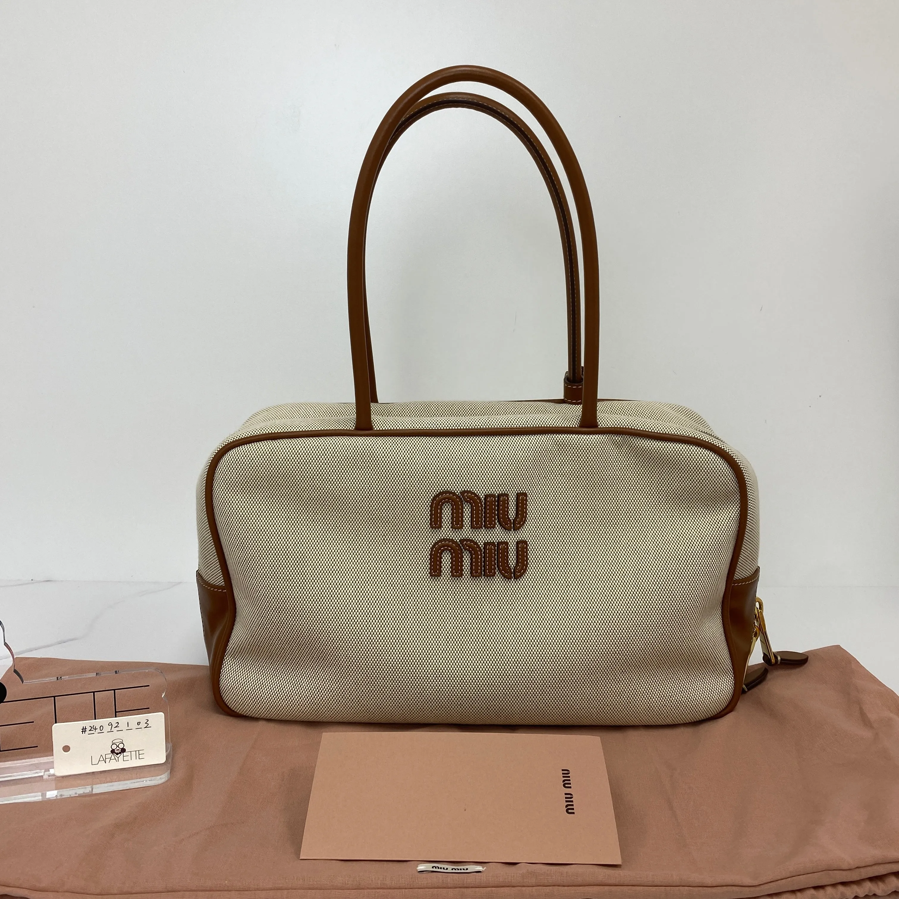 MIU MIU Canvas Top Handle Bag