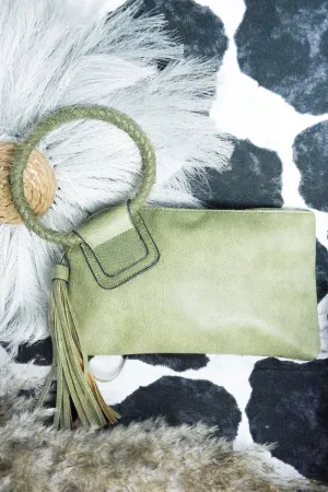 NGIL Lime Faux Leather Bangle Clutch