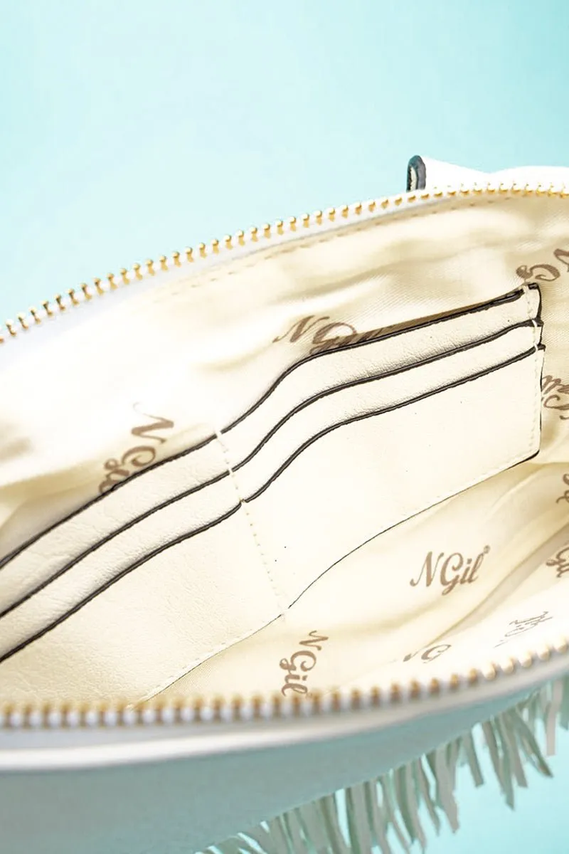 NGIL White Fairleigh Fringe Bangle Clutch