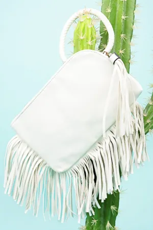 NGIL White Fairleigh Fringe Bangle Clutch