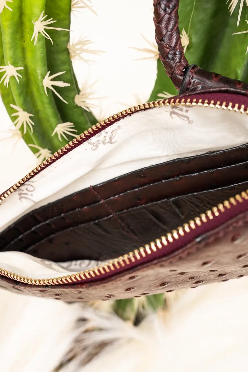 NGIL Wine Faux Ostrich Bangle Clutch