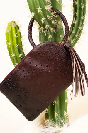 NGIL Wine Faux Ostrich Bangle Clutch