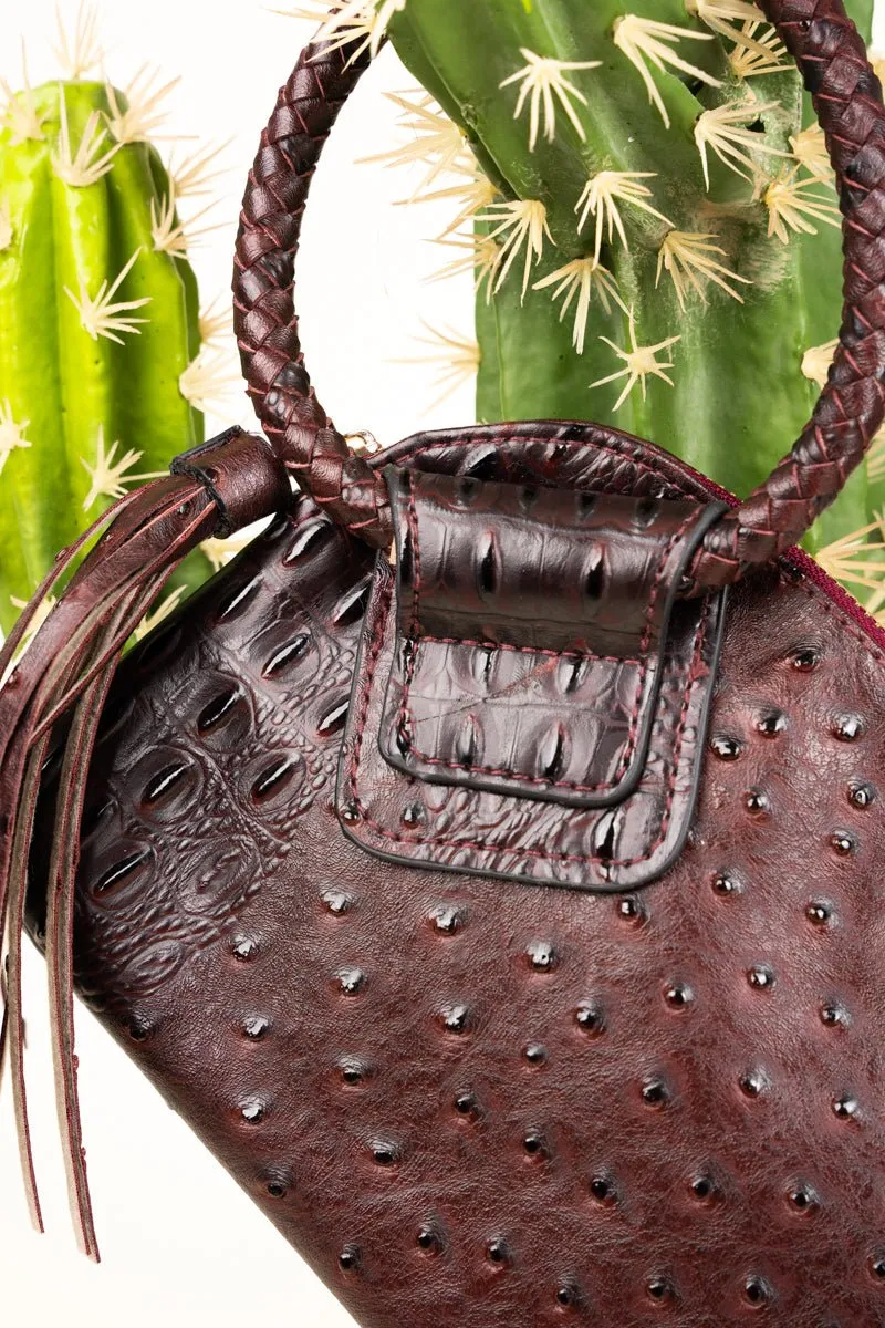 NGIL Wine Faux Ostrich Bangle Clutch