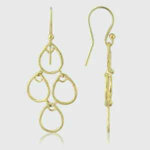 Palermo Brushed Yellow Gold Art Deco Earrings