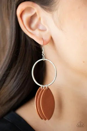 Paparazzi Earring ~ Leafy Laguna - Brown