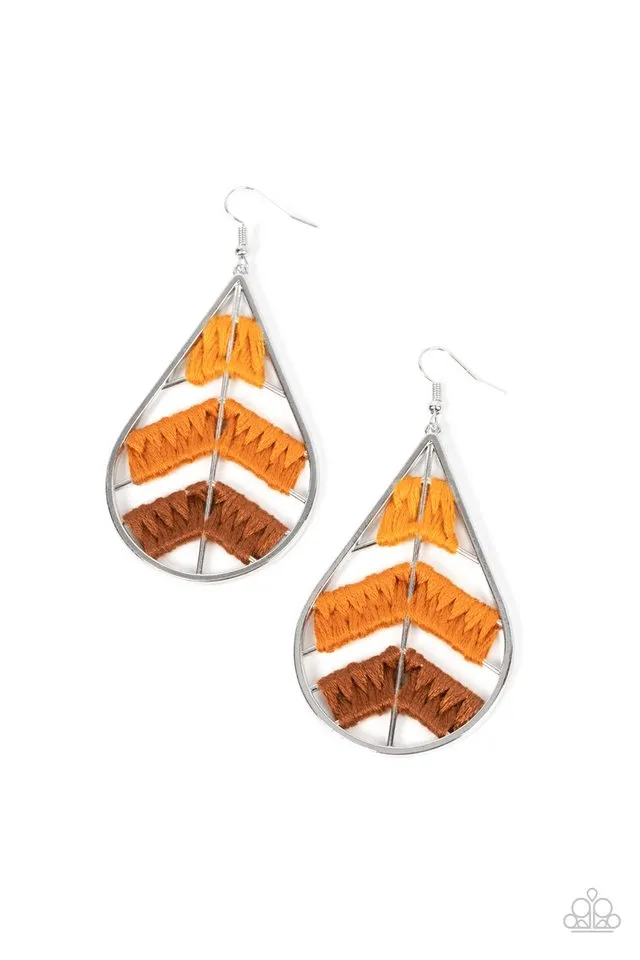 Paparazzi Earring ~ Nice Threads - Orange