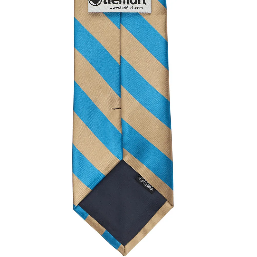 Peacock Blue and Tan Striped Tie