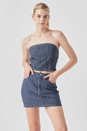 Pin Striped Denim Mini SKirt