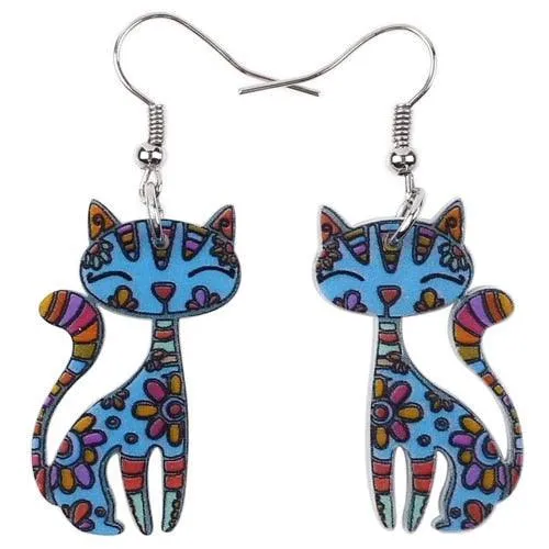 Poppy Petals Cat Floral Earrings