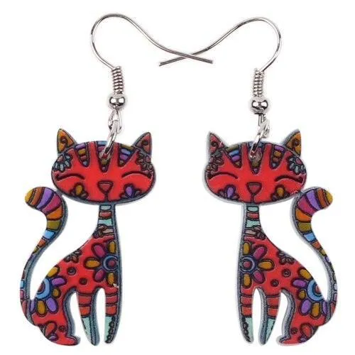 Poppy Petals Cat Floral Earrings