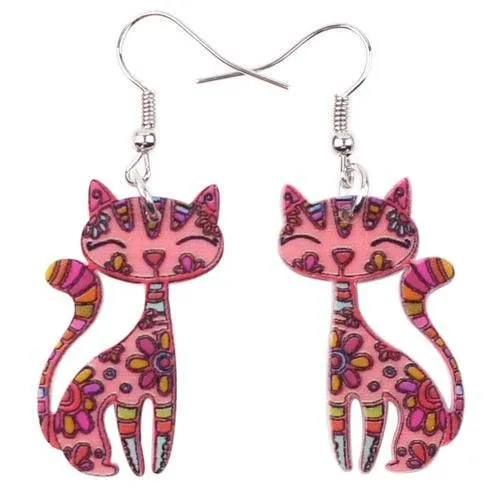 Poppy Petals Cat Floral Earrings