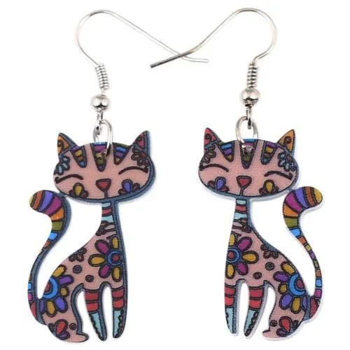 Poppy Petals Cat Floral Earrings