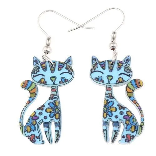 Poppy Petals Cat Floral Earrings