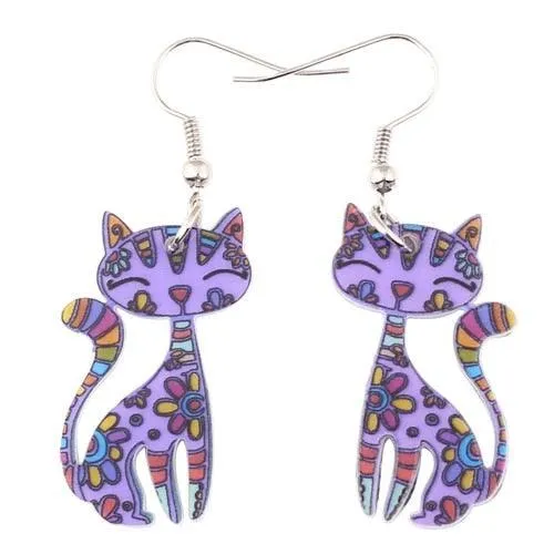 Poppy Petals Cat Floral Earrings