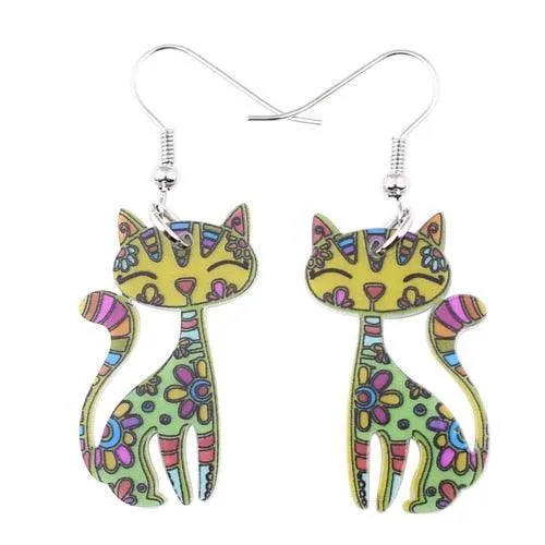 Poppy Petals Cat Floral Earrings