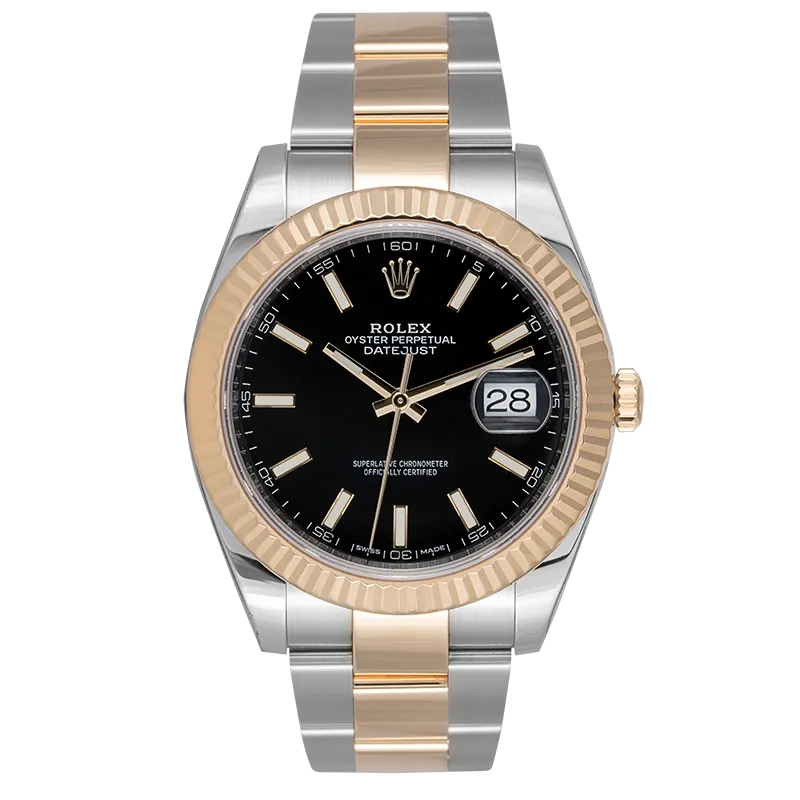 Rolex DateJust 41 Steel & Yellow Gold Index Black Dial Oyster 126333
