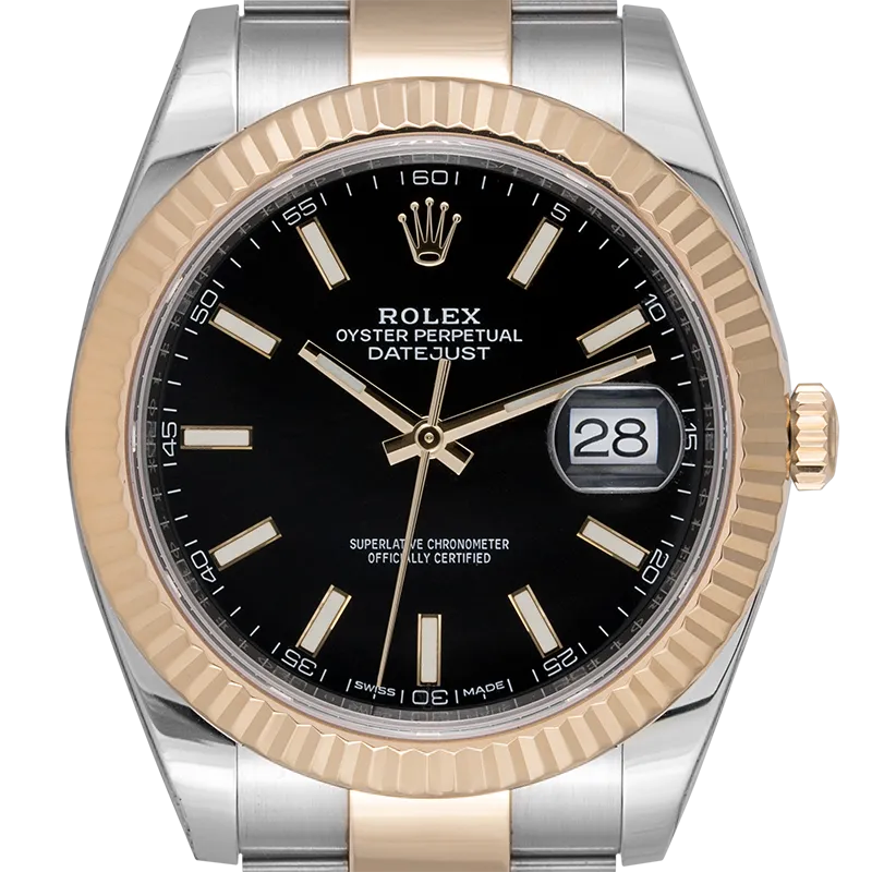 Rolex DateJust 41 Steel & Yellow Gold Index Black Dial Oyster 126333