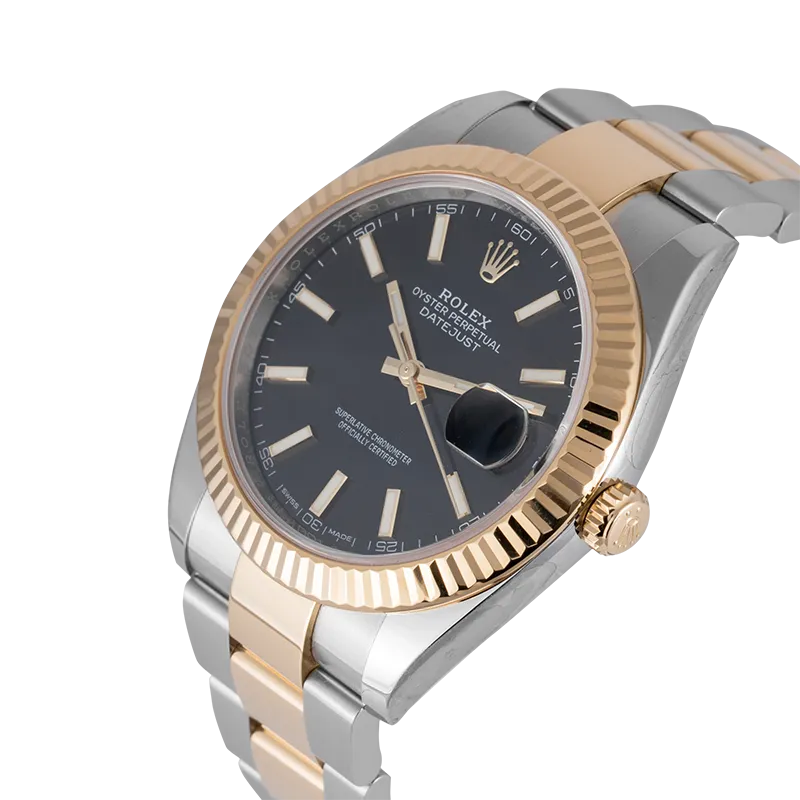 Rolex DateJust 41 Steel & Yellow Gold Index Black Dial Oyster 126333
