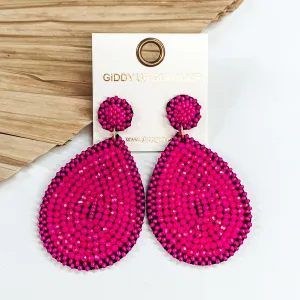 Seed Bead Teardrop Earrings in Pink