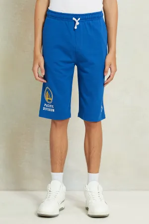 Senior Boys Blue Printed Active Shorts