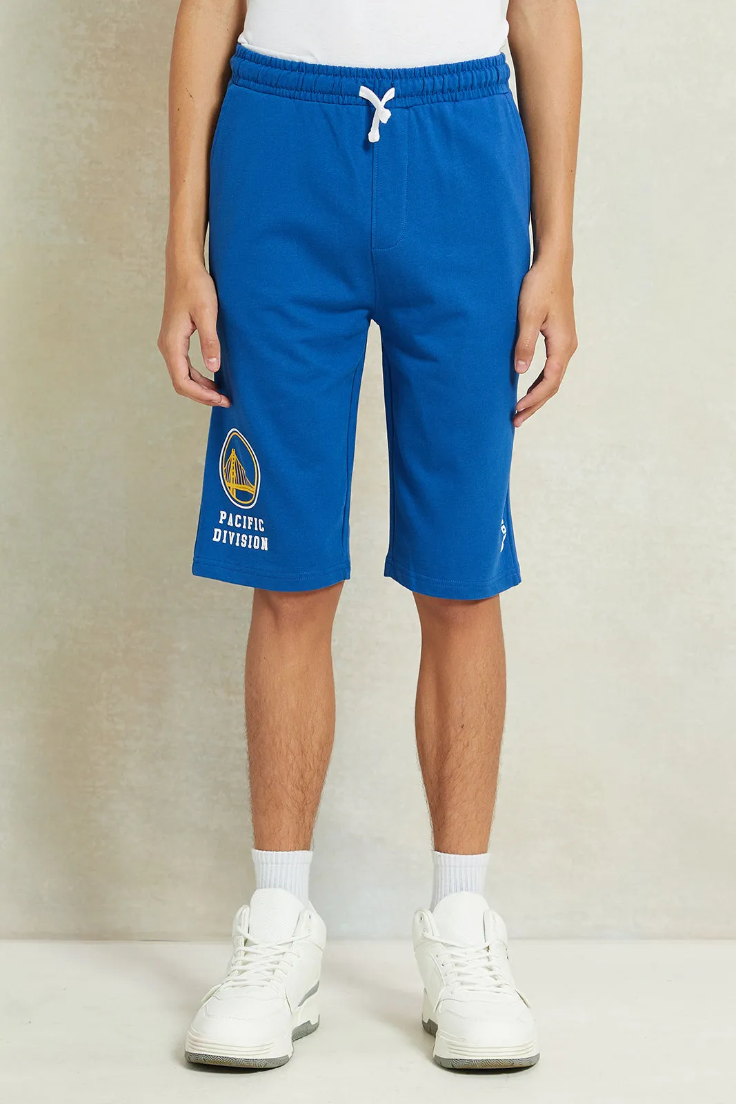 Senior Boys Blue Printed Active Shorts
