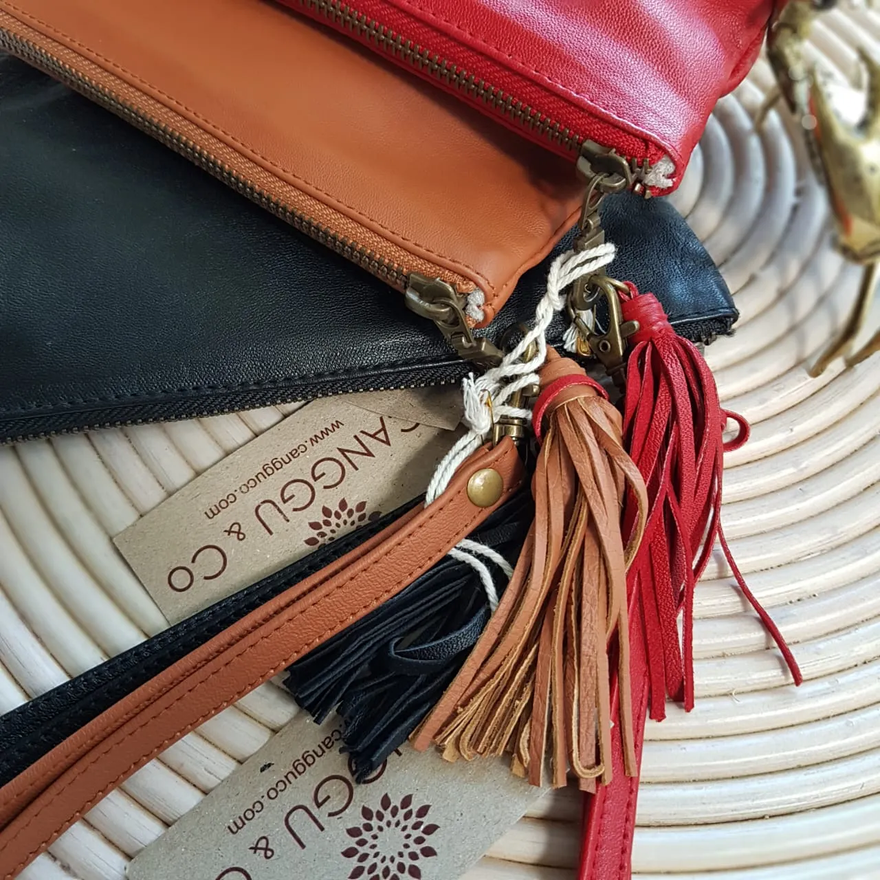 Small Multi-Color Very Soft Leather Clutches With Tassel