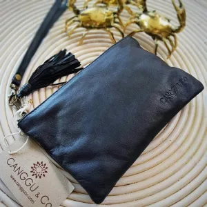 Small Multi-Color Very Soft Leather Clutches With Tassel