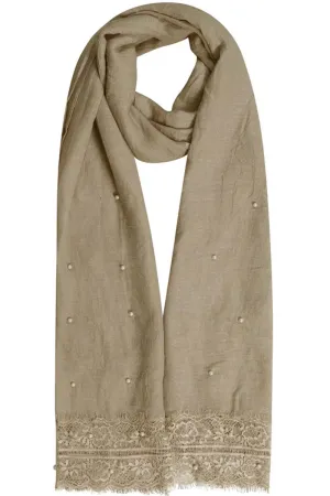 Soft Almond | Lace and Pearl Hijab