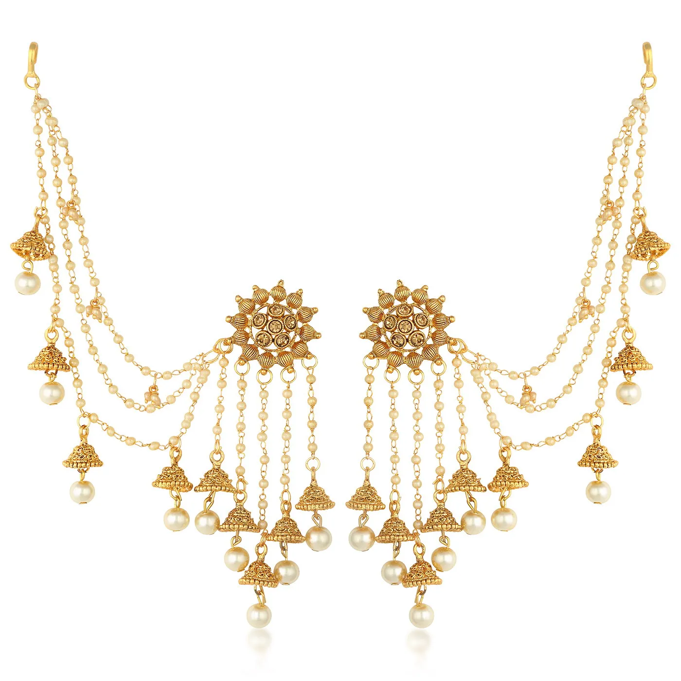 Sukkhi Bahubali Flower Designer Gold Plated Long Chain Jhumki Earrings For Women