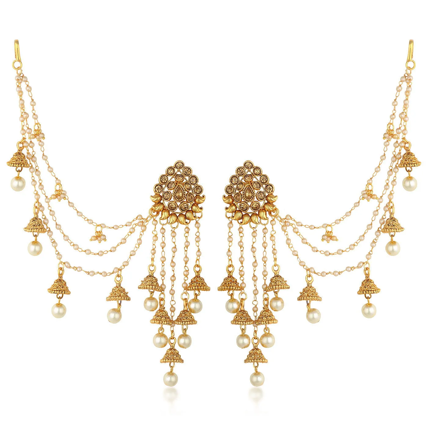 Sukkhi Bahubali Traditional Gold Plated Long Chain Jhumki Earrings For Women