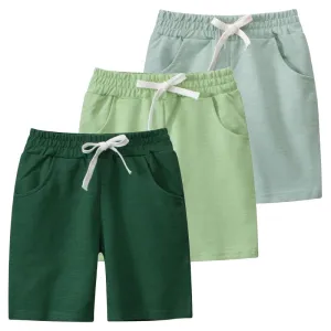 Summer New Solid Color Sports Shorts for Boys Children's Clothing Elastic Waist Short Pants Cotton Kids Outfits