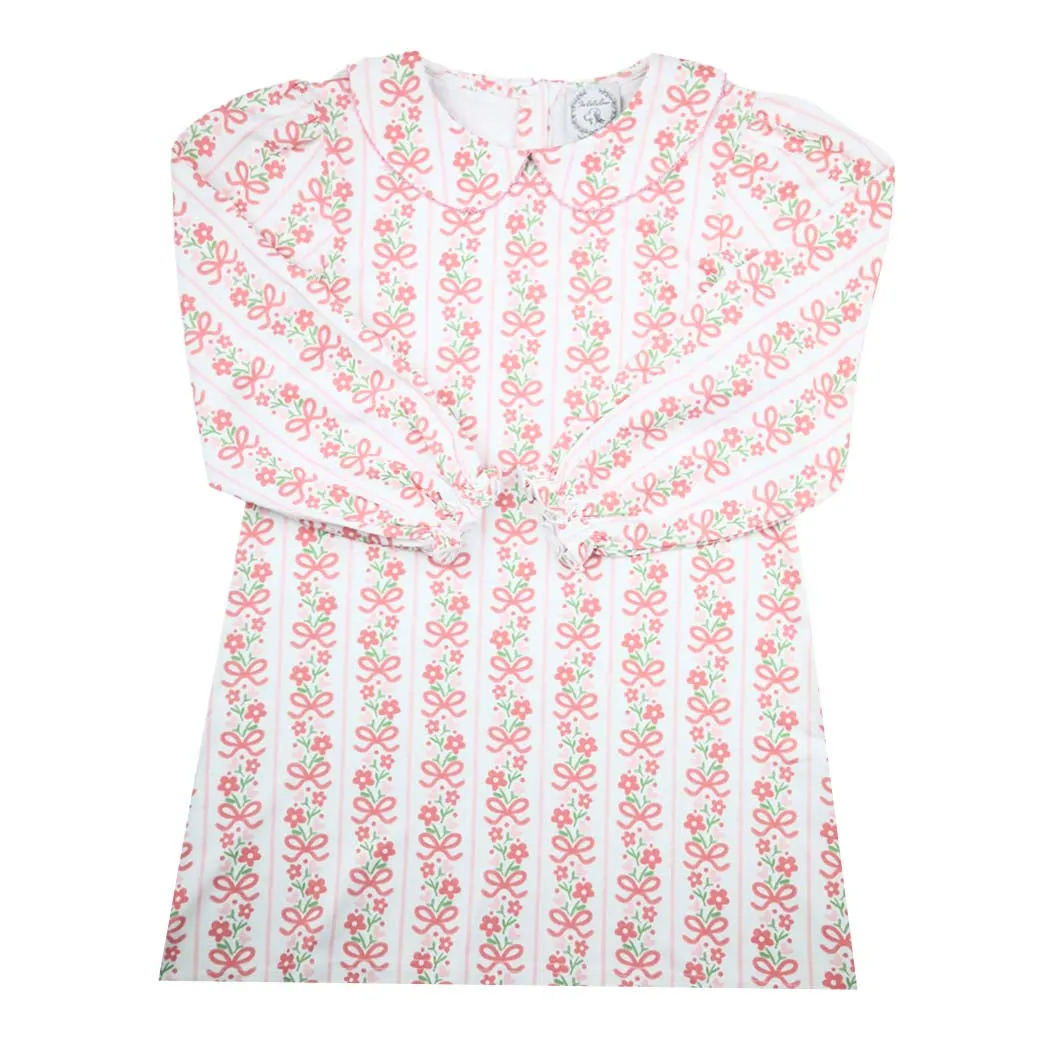 Valentine's Day Floral & Bow Striped Print Knit Dress