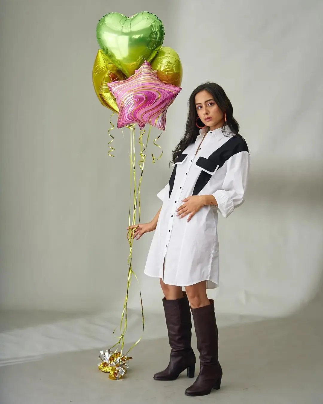 White Glitched Oversized Poplin Shirt